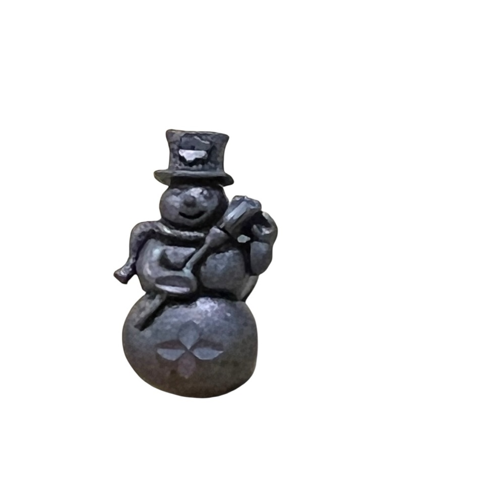 Pewter Snowman with Broom Silver Metal‎ Color Tie Hat Lapel Pin Signed DM 99 VTG - Picture 10 of 10